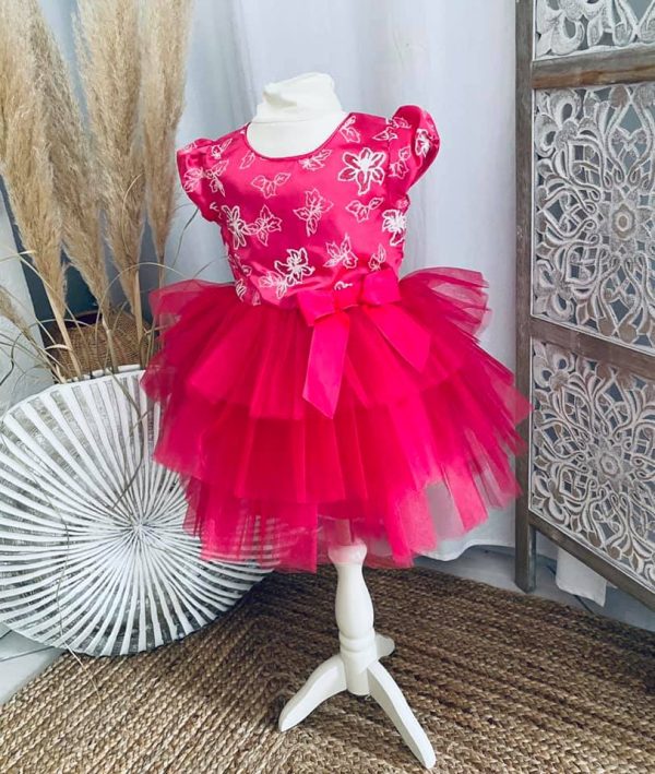 Robe Sissi flowers fuchsia 2 à 6 ans – Image 2