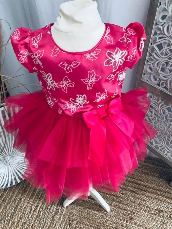 Robe Sissi flowers fuchsia 2 à 6 ans – Image 3