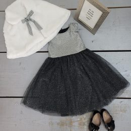 Robe paillettes avec son poncho - Noir