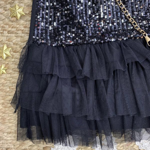 Robe de noël noir à sequin et volant tulle – Image 3