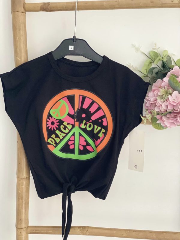 T-shirt noué "peace and love"