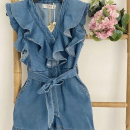 Combi short en jeans bleu - Maya