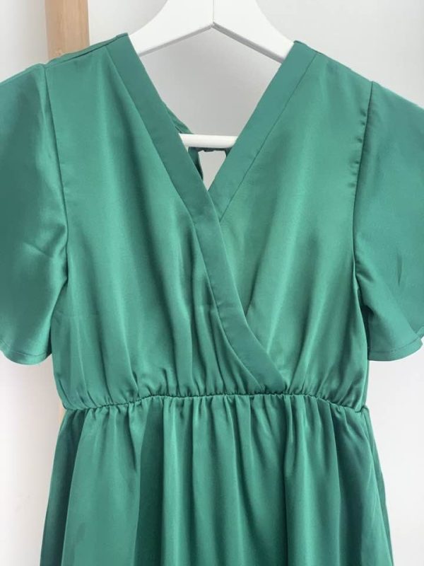Robe longue dos ouvert Satine - verte – Image 2