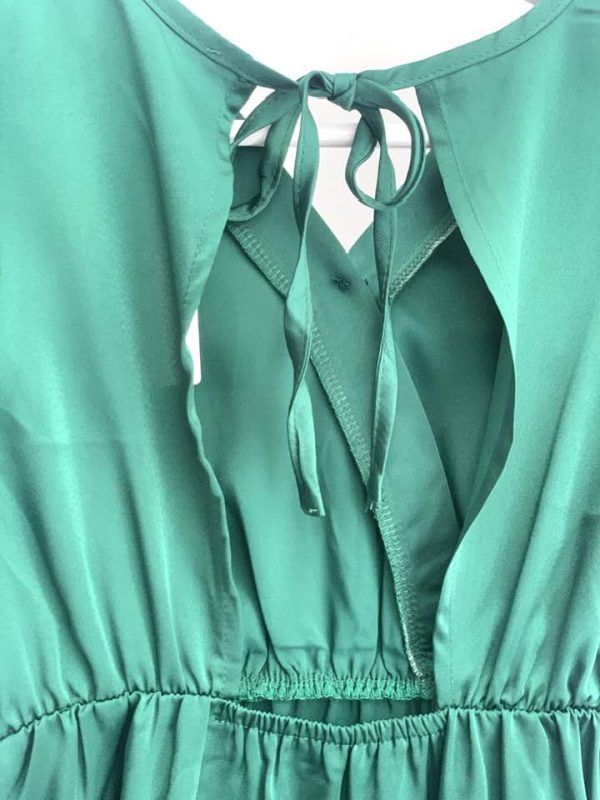 Robe longue dos ouvert Satine - verte – Image 3