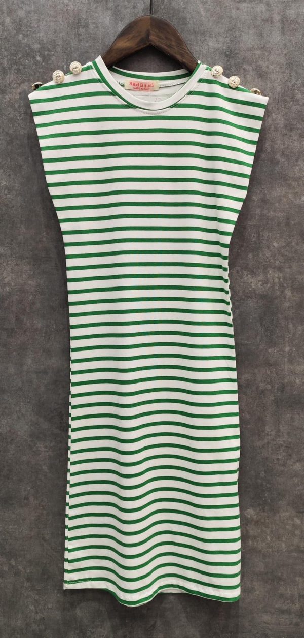 Robe longue marinière + bandana - Rayée verte