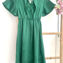 Robe longue dos ouvert Satine - verte