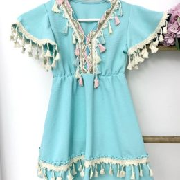 Robe pampilles Ibiza - turquoise