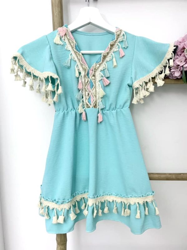 Robe pampilles Ibiza - turquoise