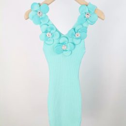 Robe tube modèle Fleurs - Mint