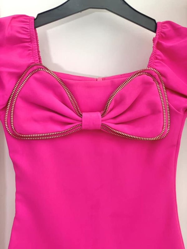 Robe tube gros noeud rose – Image 2