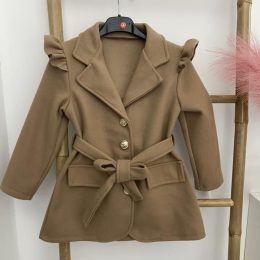 Manteau mi long drap de laine - Camel
