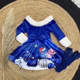 Robe velours Stitch et Angel - Bleu