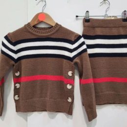 Ensemble lainage jupe longue - havane