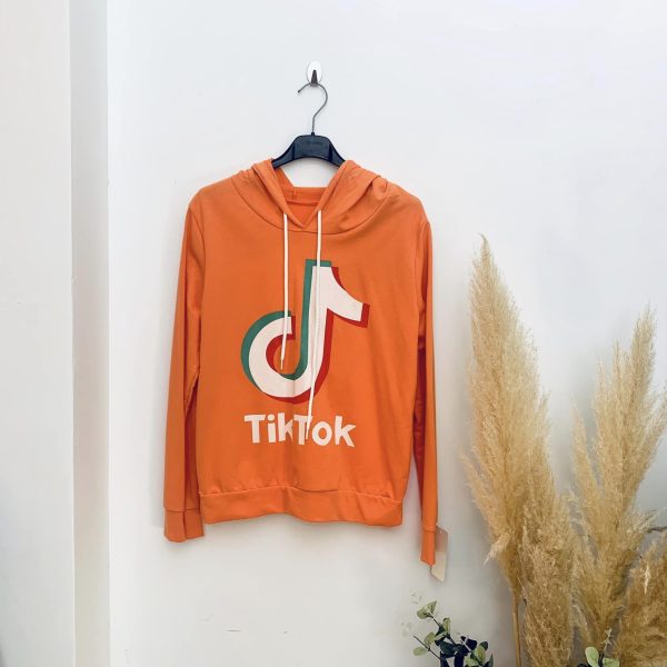 Sweat à capuche Tik Tok adulte corail, TU - 38 à petit 42 – Image 2
