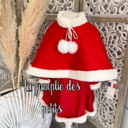 Cape poncho mère Noël 2 à 12 ans