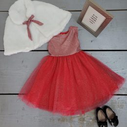 Robe paillettes avec son poncho - Rouge