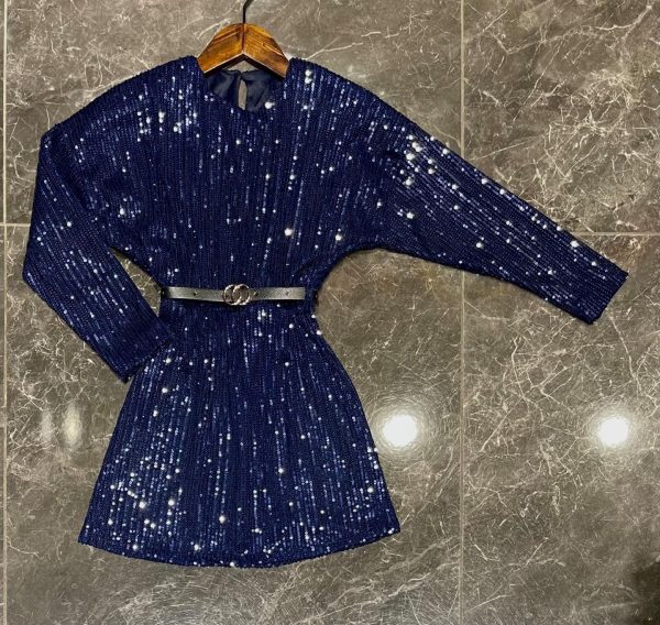 Robe de noël Eclat - sequin bleu