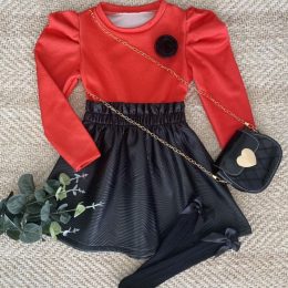 Robe de noël bi matière - top rouge
