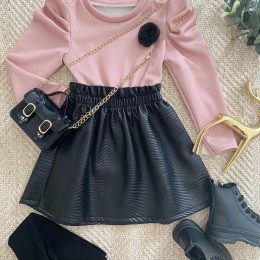 Robe de noël bi matière - top rose