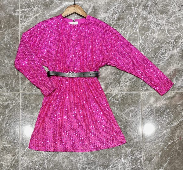 Robe de noël Eclat - sequin fuchsia