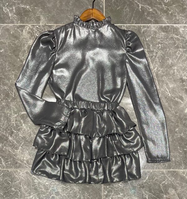 Ensemble jupette fluide - noir reflets argent