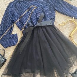 Robe de noël Izia ML - Bleu