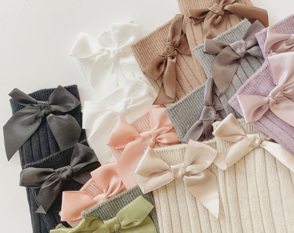 Chaussettes côtelées petits noeuds taille unique 3 à 10 ans – Image 6