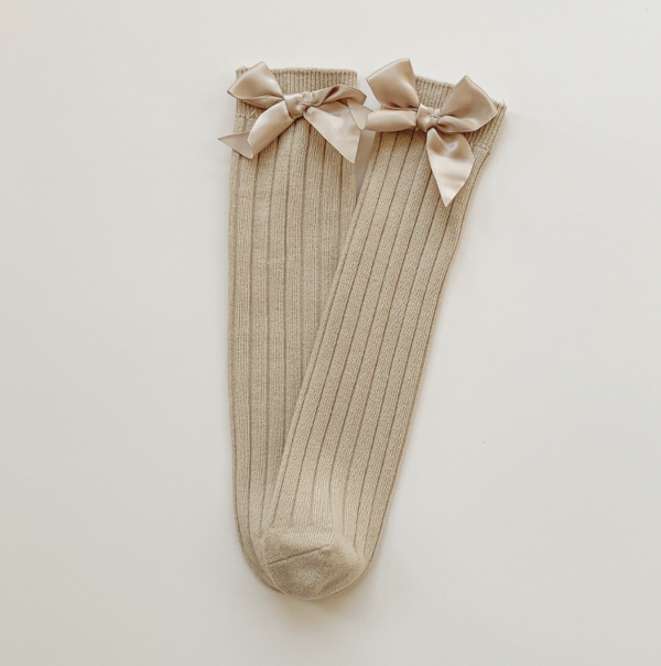 Chaussettes côtelées petits noeuds taille unique 3 à 10 ans – Image 2