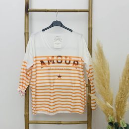 Pull fin "AMOUR" orange