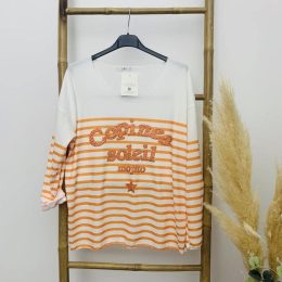 Pull fin "Copines..." orange