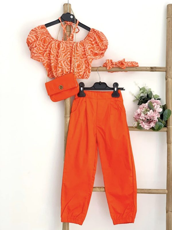 Ensemble pantalon 4 pièces orange – Image 2