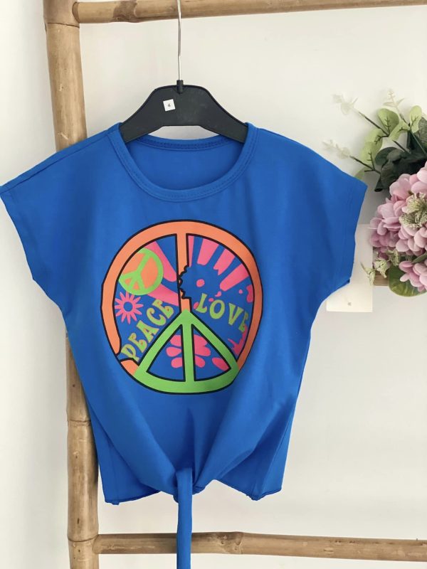 T-shirt noué "peace and love"