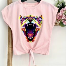 T-shirt noué tigre - rose