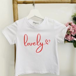 T-shirt blanc Lovely - rouge
