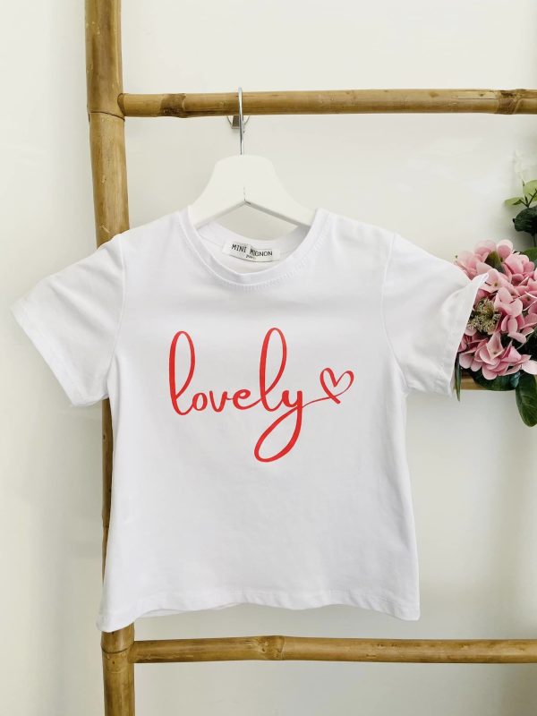 T-shirt blanc Lovely - rouge