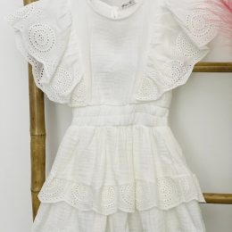 Robe Elena gaz de coton - blanche