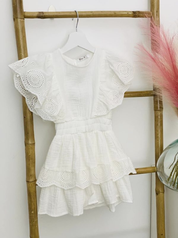 Robe Elena gaz de coton - blanche – Image 2