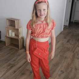 Ensemble pantalon 4 pièces orange
