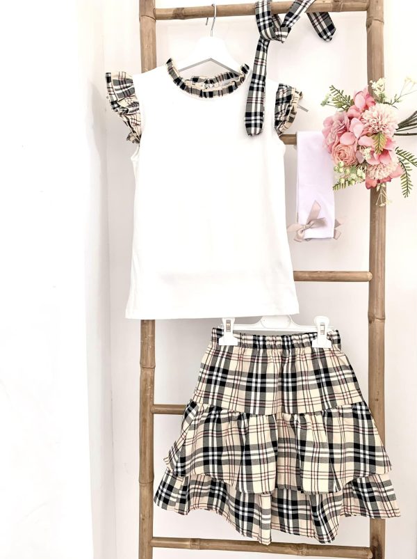 Ensemble 4 pièces jupe tartan