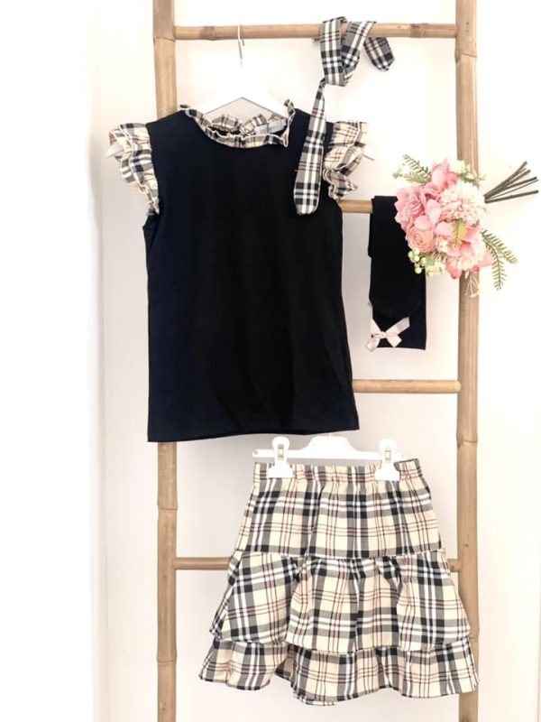 Ensemble 4 pièces jupe tartan