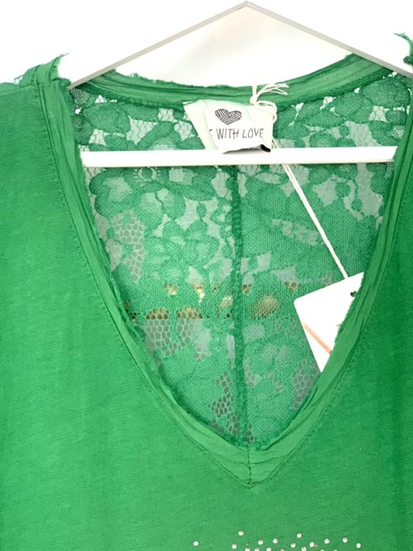 Robe tunique dos dentelle verte – Image 3