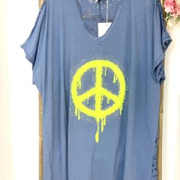 Robe tunique dos dentelle bleue
