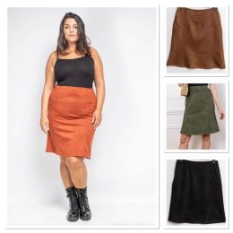 Jupe mi longue faux daim - couleurs au choix