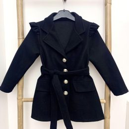Manteau mi long drap de laine - Noir