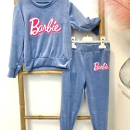 Jogging velours Barbie - bleu