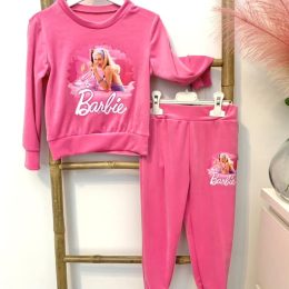 Jogging velours visage de barbie