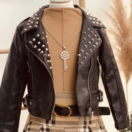 Perfecto simili cuir clouté - noir