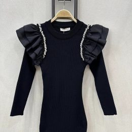 Robe tube mega froufrou bijoux - Noir