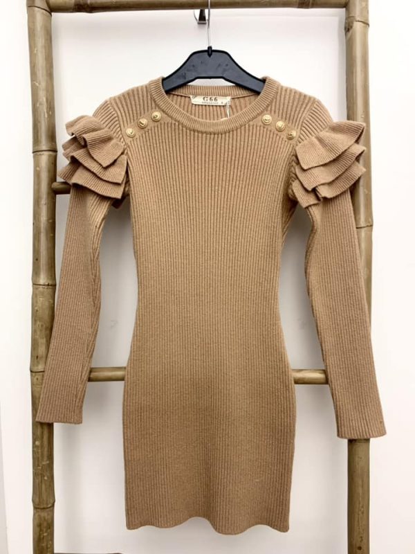 Robe tube froufrou - Beige – Image 2