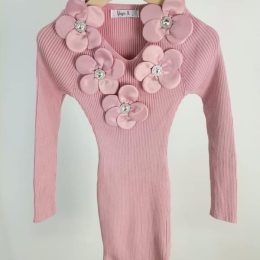 Robe tube collier de fleurs - Vieux rose
